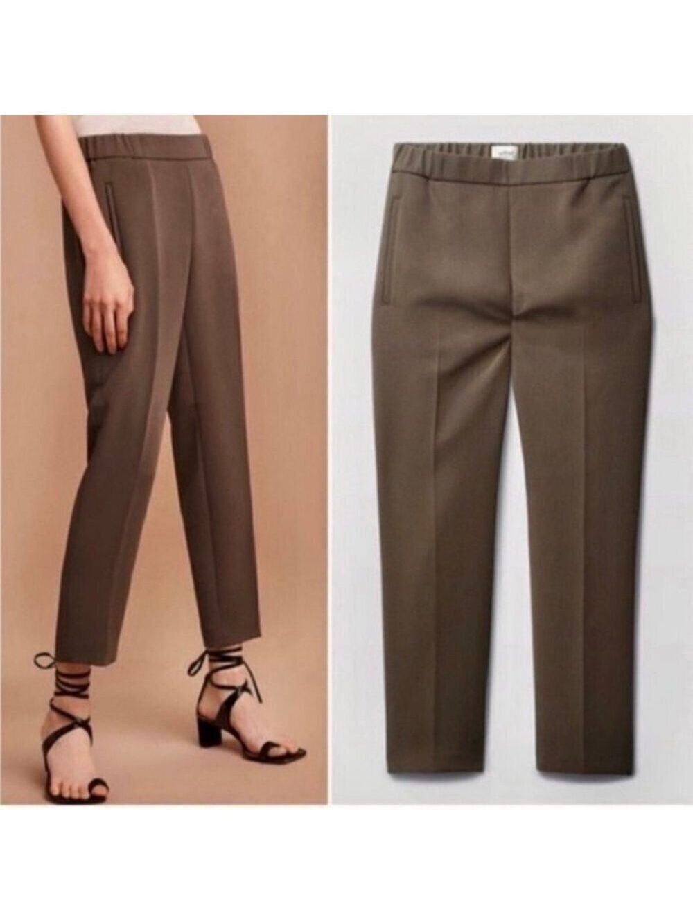 ** Wilfred Darontal Brown Pull On Crepe Elasticated Waist Pants Size 2